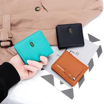 Dizajn novčanik od prave kože, Ženski Dvostruko Kraće novčanik, Moderan Tanko Pocket torbica za novac, Ženske Kratke torbice high-end brand