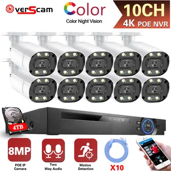 Sustav video nadzora 4K Ultra HD POE NVR Kit 10-Kanalni Boji Kit Vid Noću kamere CCTV Kit cctv kamere je 8 Megapixel IP kamere XMEY