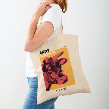 Andy Warhol Krava Zebra Banana Juha Zalazak sunca Obje Torbe Torba Umjetnost modni Svakodnevni Klasicni Ženska torba za kupovinu Ženske Torbe za kupovinu