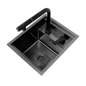 Crna Nano skrivena sudoper Otok vijcima od nehrđajućeg čelika 304 Trg mali stan sa poklopcem