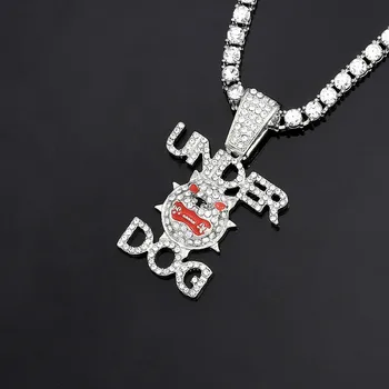 Ogrlica sa ovjesom Ledeni Out UNDER DOG s веревочной lancem širine 4 mm, moderan nakit poklon za muškarce i žene