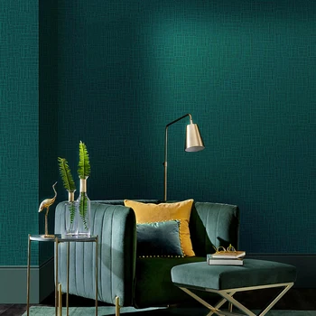 Tamno zelena roll običnog wallpapera iz lana spavaće sobe, dnevni boravak, pozadina desktop s teksturom biljnih tkiva